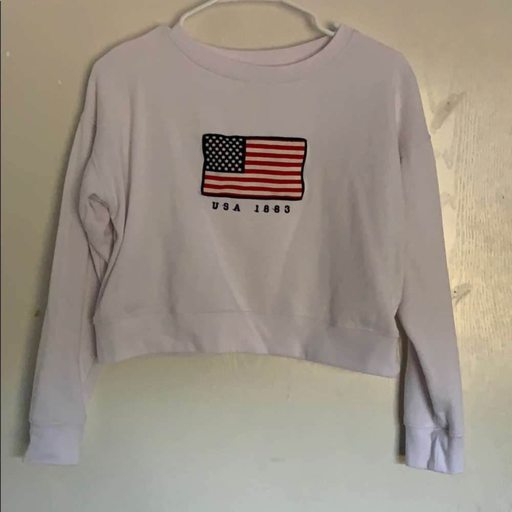 White USA crop sweater